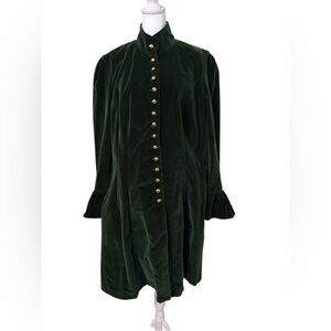 Recollections Vintage Dark Green Velvet Long Sleeve Dress